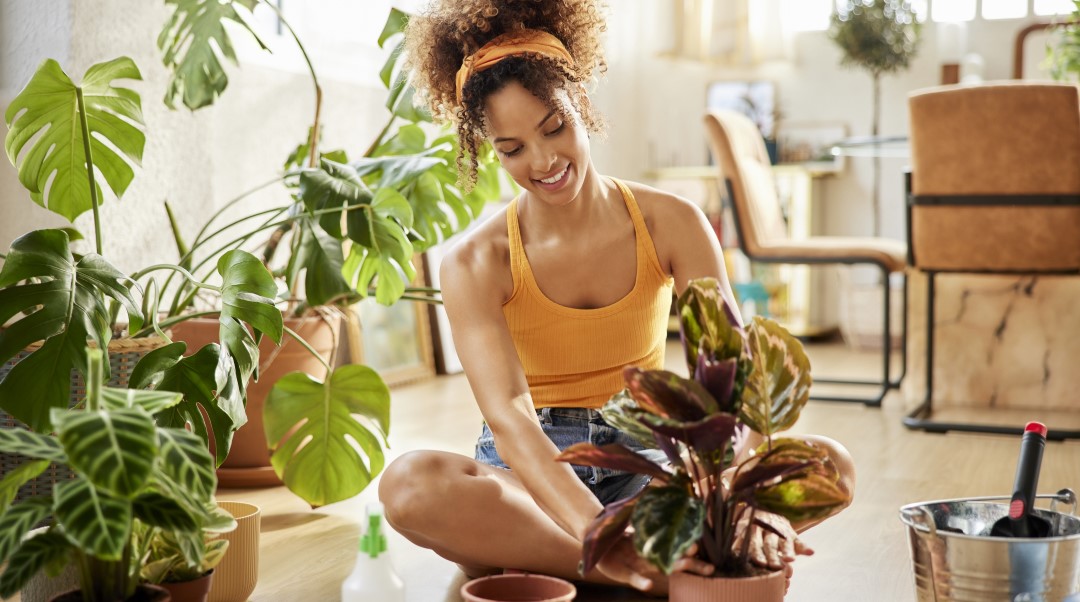 Girl with plants